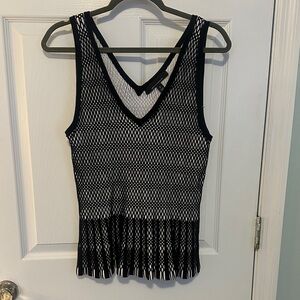 White House Black Market Black and White Top